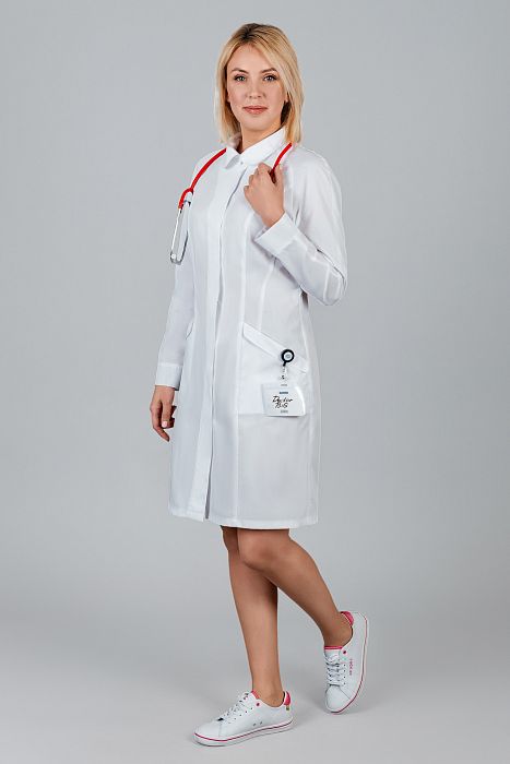 Doctorbig / Халат медицинский женский (длинный рукав, на кнопках, TC) арт. 2-59-01-4