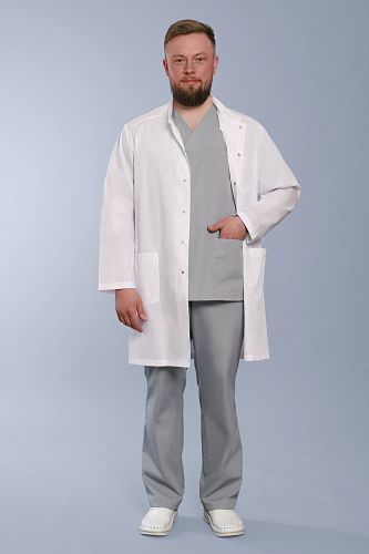 Doctor Big / Халат медицинский мужской (длинный рукав, на кнопках) арт. 550