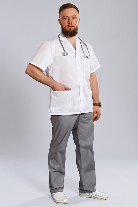 Doctorbig / Костюм медицинский мужской (ТС, короткий рукав, на пуговицах) арт. 7-01-01-1. Фото �2