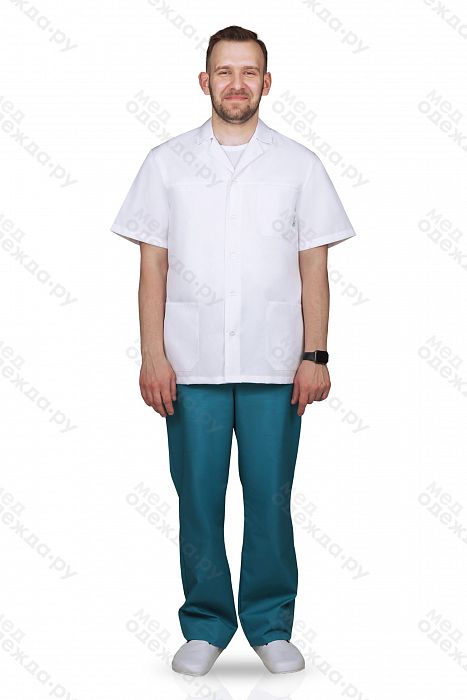 Doctorbig / Костюм медицинский мужской (ТС, короткий рукав, на пуговицах) арт. 7-01-01-1. Фото �6