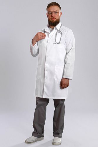 Doctorbig / Халат медицинский мужской (длинный рукав, на кнопках, TC) арт. 5-10-01-4