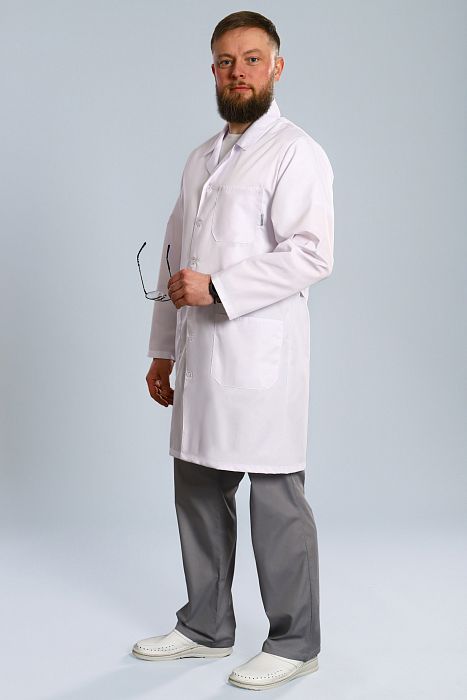Doctorbig / Халат медицинский мужской (длинный рукав, на пуговицах, TC) арт. 5-01-01-4. Фото �2