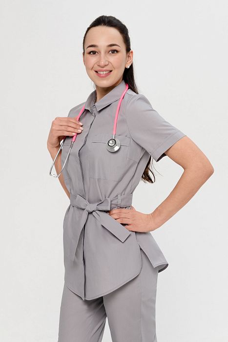 Doctor Big / Рубашка медицинская женская (короткий рукав, на кнопках, ТС) арт. 3-83-01-1. Фото �4