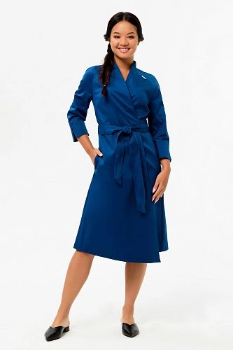 Блуза медицинская женская Лапки голубой с серым